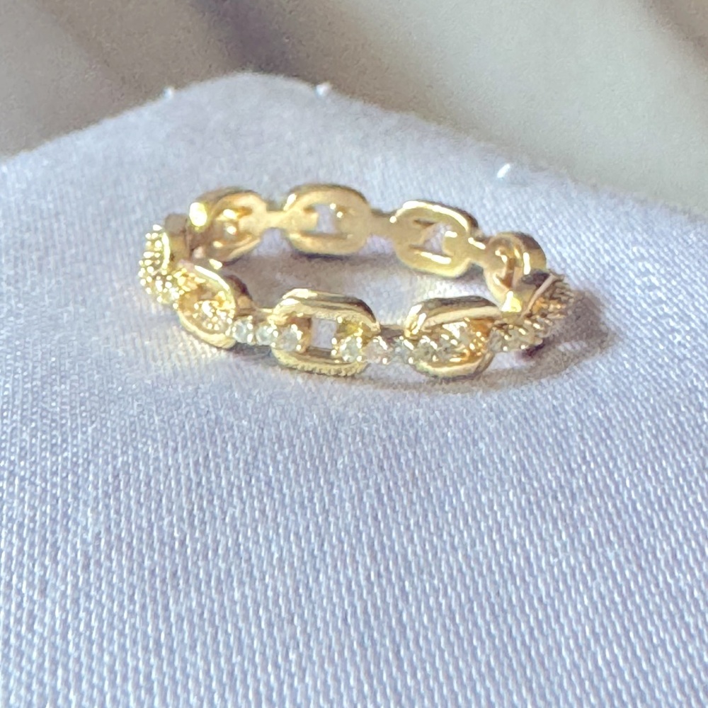 Stax 18k Gold Chain Link Diamond Ring - Picture 8 of 9
